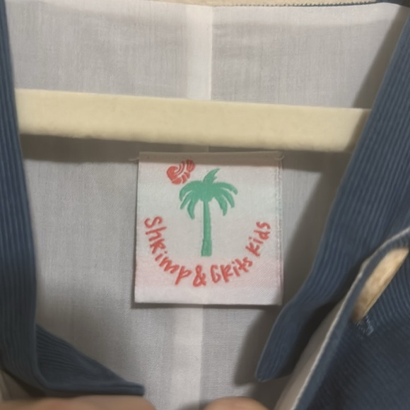 Shrimp and Grits Kids Overalls with dog embroidery - Picture 3 of 5